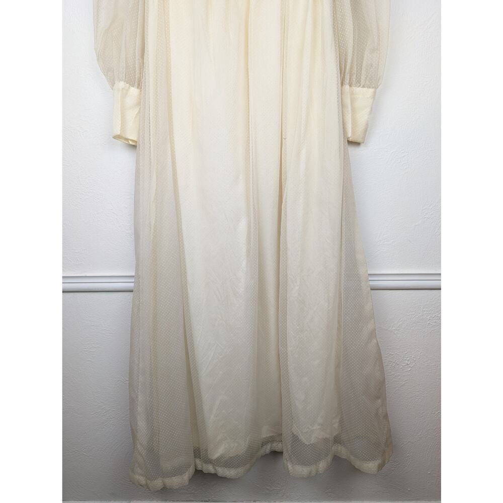 Vintage Maxi Dress Swiss Dot Sheer Boho Prairie Boho Coquette Fairy Cream Size S - Picture 4 of 12